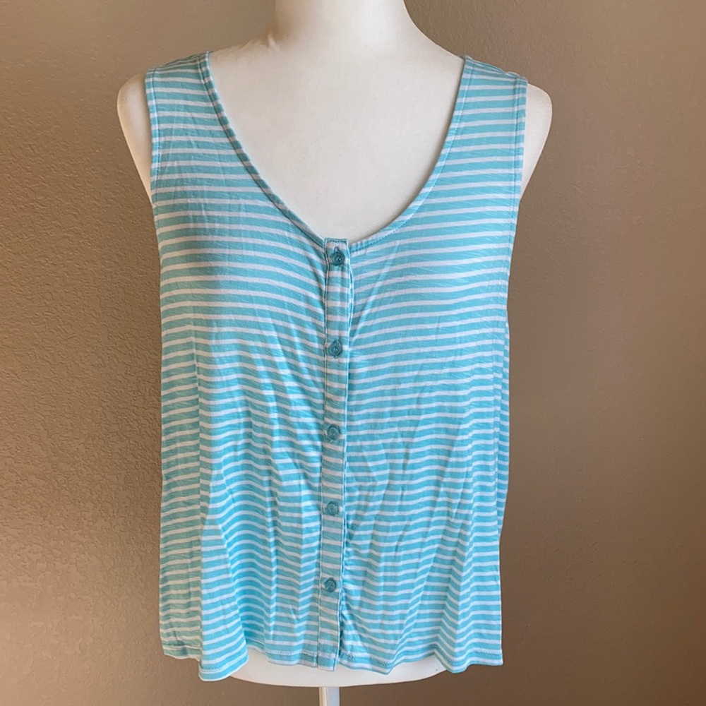 New Light Blue Striped Tank Size XL